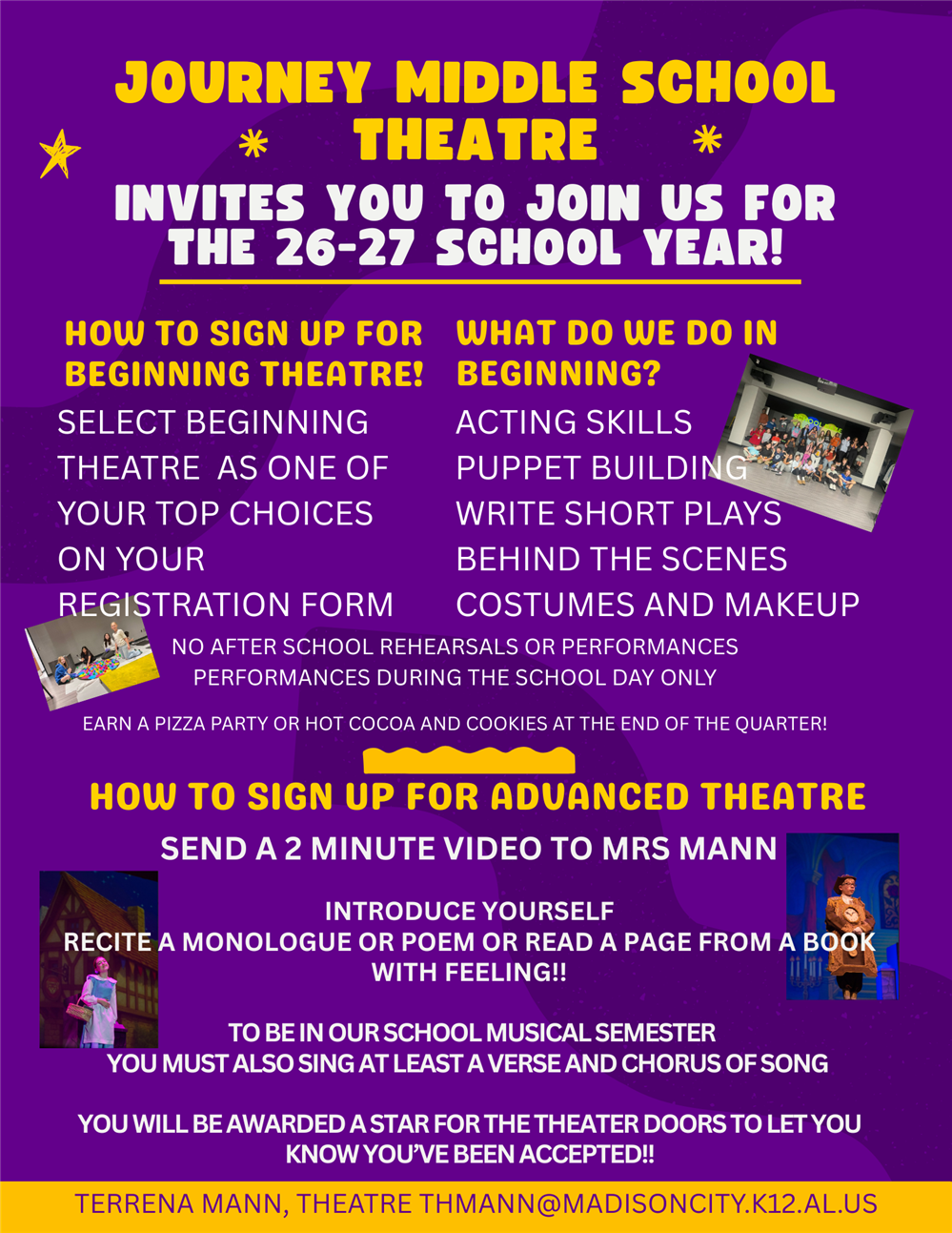 Invite to join advanced theatre
